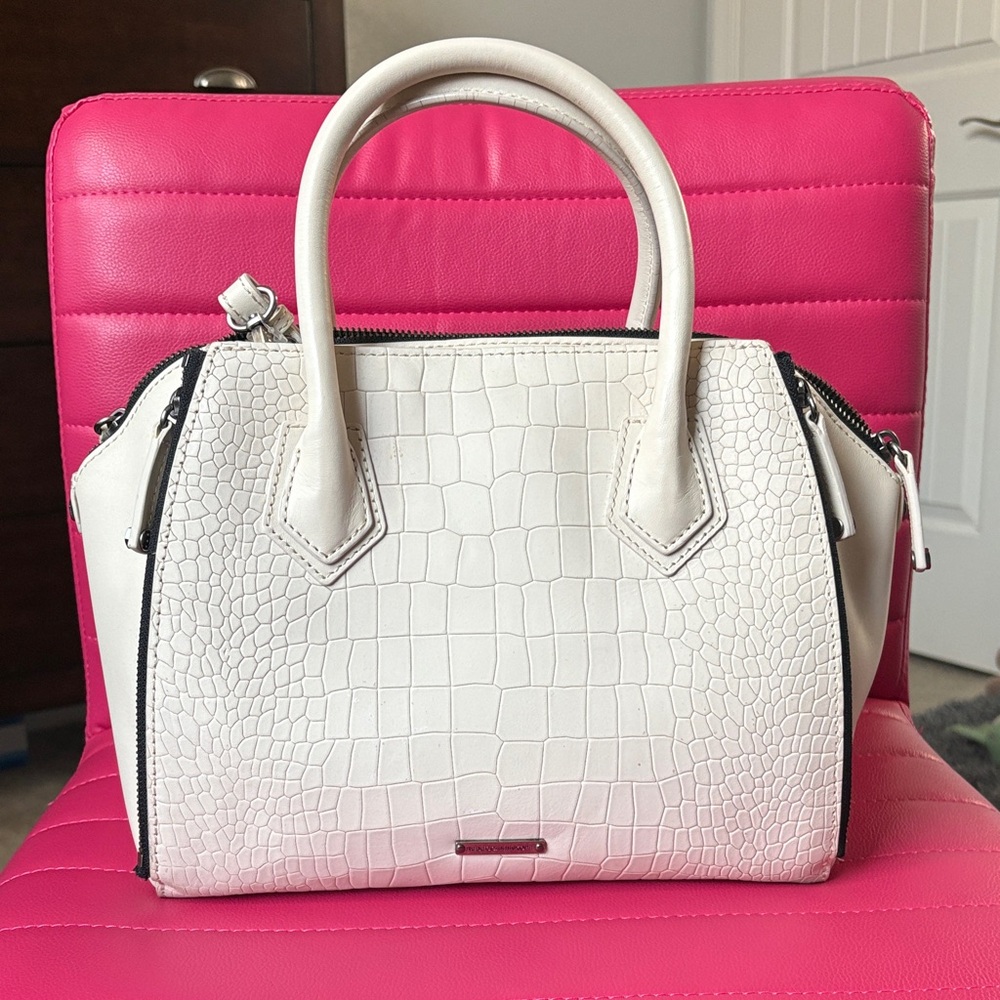 NWT Rebecca Minkoff Ivory Croc Mini Perry Satchel